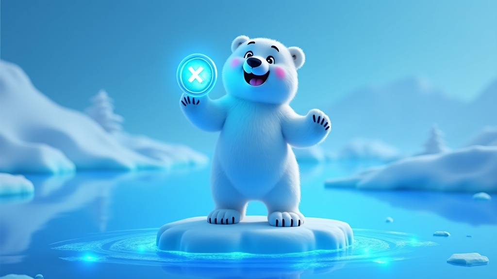 A polar bear mascot representing the POLA meme coin on the Base blockchain