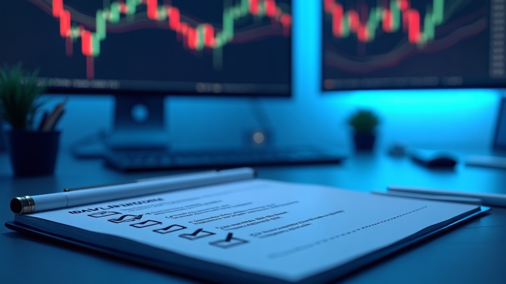 A prop firm rulebook with risk rules laid out on a trading desk