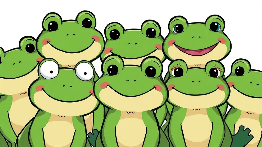Derpy Spurdo frog mascots representing the $SPURDO meme coin on Solana